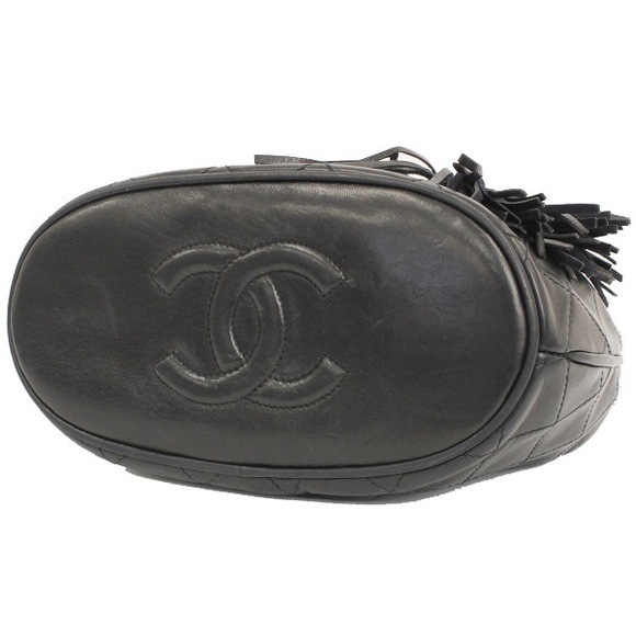 Chanel Chain Shoulder Bag Tassel Matelasse Lambskin Black - Picture 2 of 7